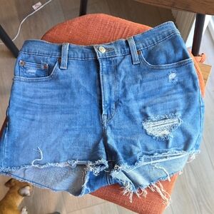 Distressed Blue Denim Shorts